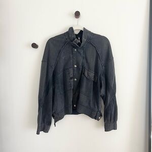 Free People Dark Gray/Washed Black Oversized Jacket